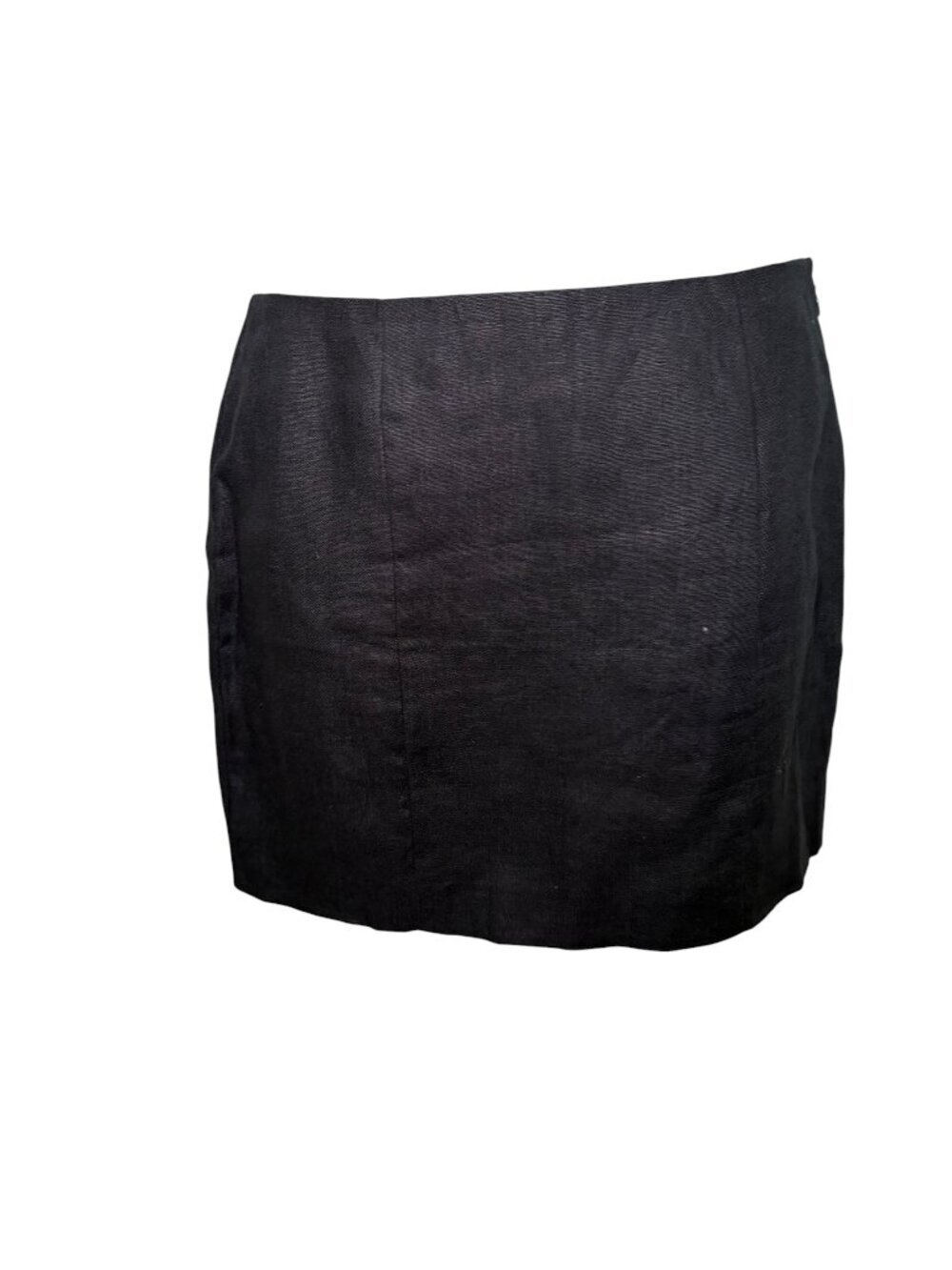 Kourt Black Linen Mini Skirt NWT Size 0 Fully Lined Side Zip